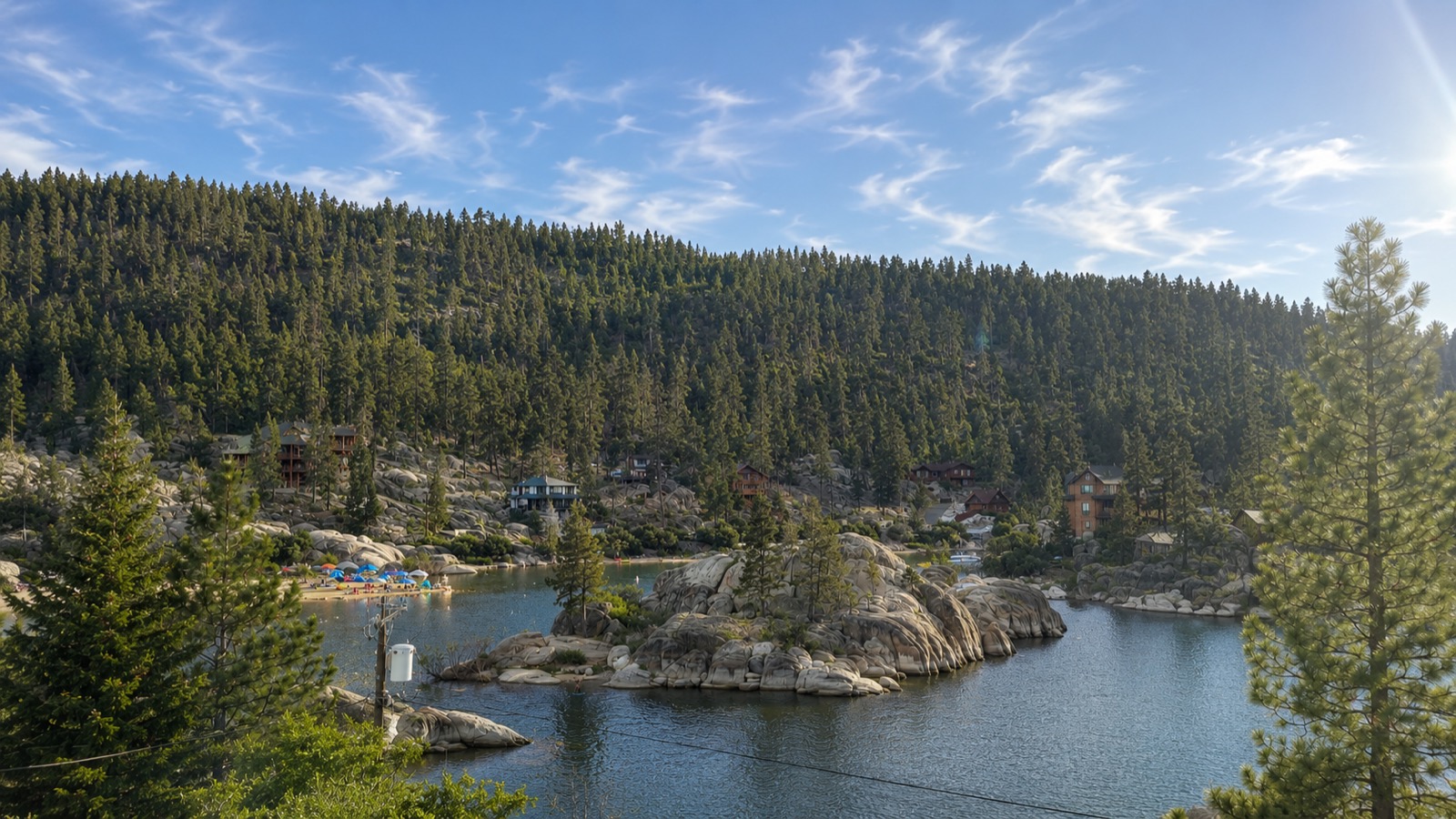 View of the lake and surrounding mountains